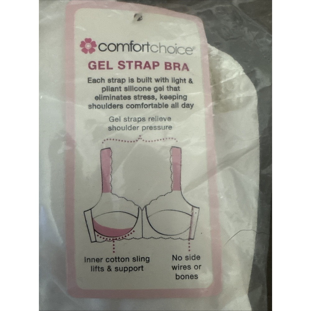 Comfort Choice Gel Strap Bra 50 DD 27-0912-9 White Lace
